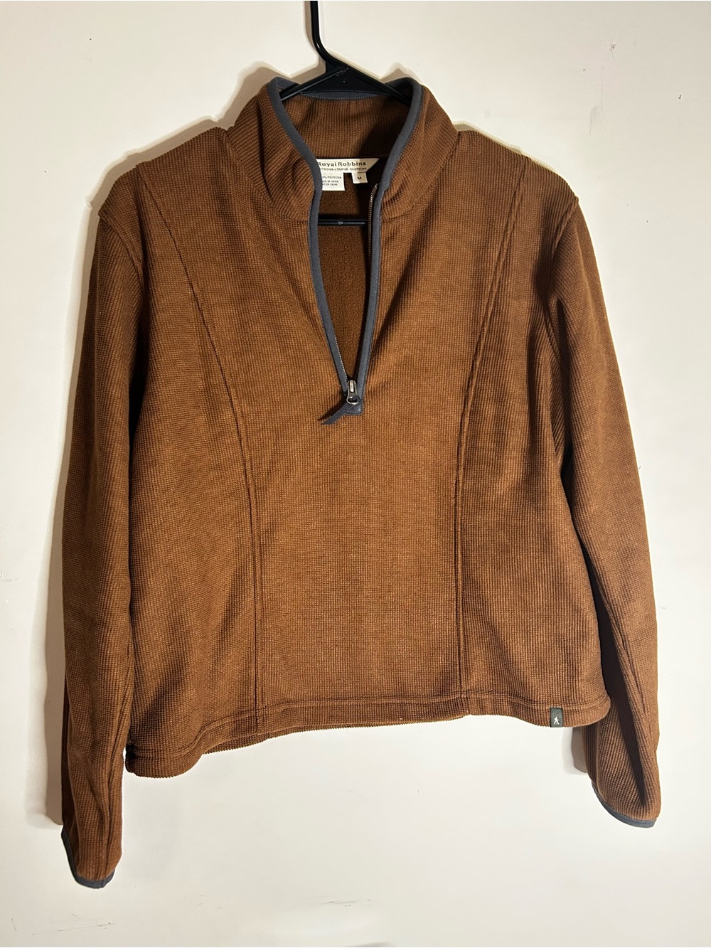 Royal Robbins Women’s Brown Half-Zip Sweater with Gray Trim